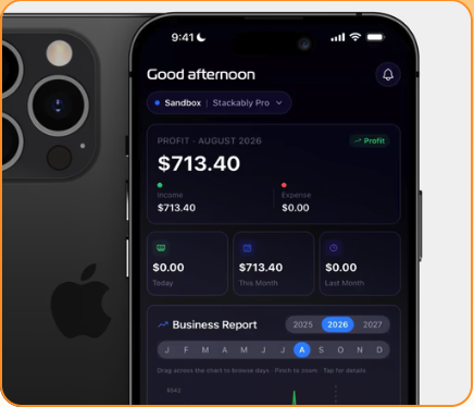 Stackably Admin App shown on a phone